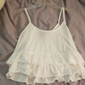 White ruffle tank